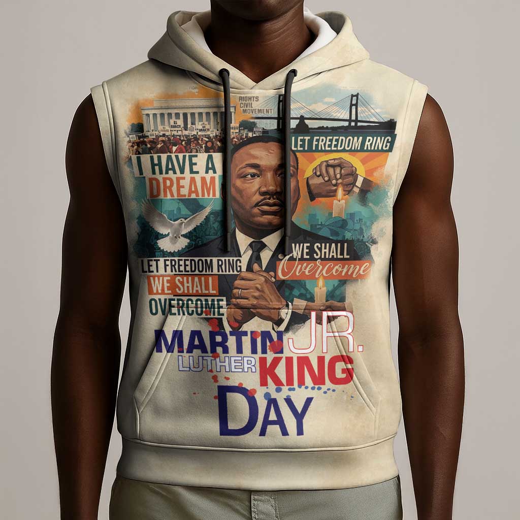 Martin Luther King MLK Sleeveless Hoodie I Have a Dream Vintage Art - Wonder Print Shop
