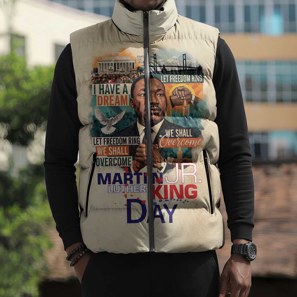 Martin Luther King MLK Sleeveless Puffer Jacket I Have a Dream Vintage Art - Wonder Print Shop