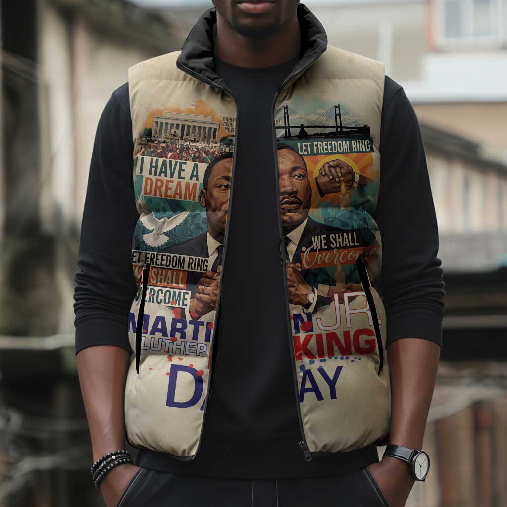 Martin Luther King MLK Sleeveless Puffer Jacket I Have a Dream Vintage Art - Wonder Print Shop
