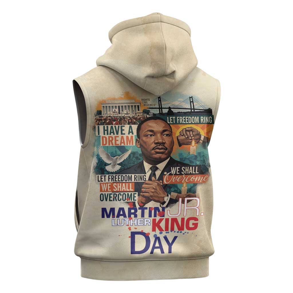 Martin Luther King MLK Sleeveless Zip Hoodie I Have a Dream Vintage Art - Wonder Print Shop
