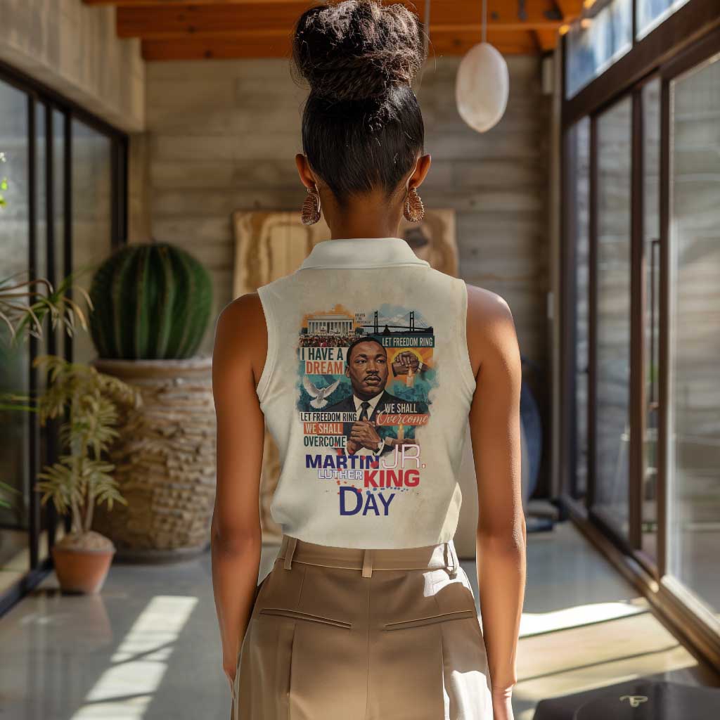 Martin Luther King MLK Women Sleeveless Polo Shirt I Have a Dream Vintage Art - Wonder Print Shop
