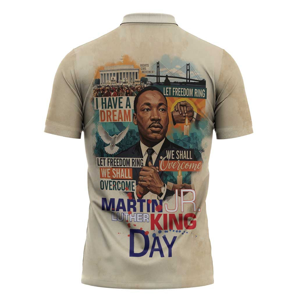 Martin Luther King MLK Zipper Polo Shirt I Have a Dream Vintage Art - Wonder Print Shop