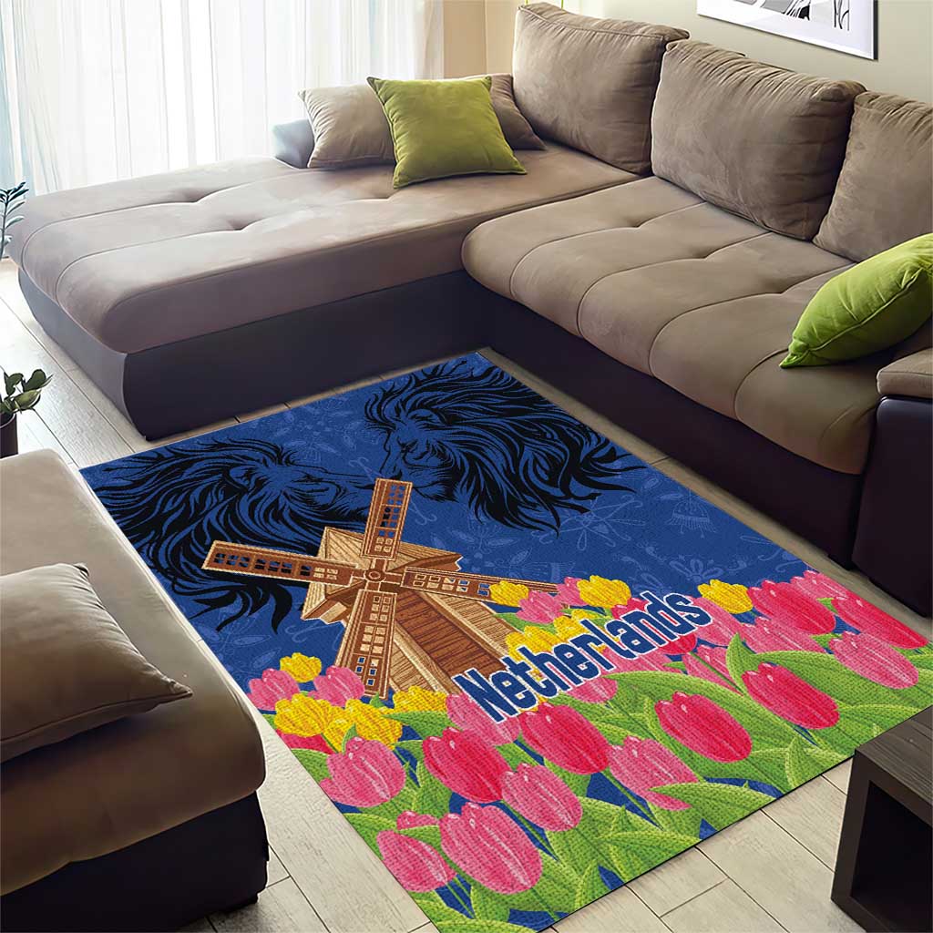 Netherlands Lion Area Rug Tulip And Windmill