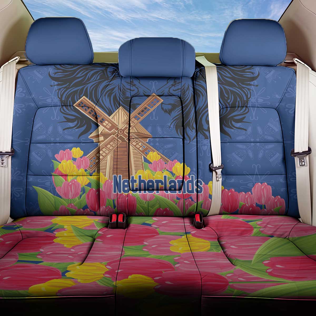 Netherlands Lion Back Car Seat Cover Tulip And Windmill
