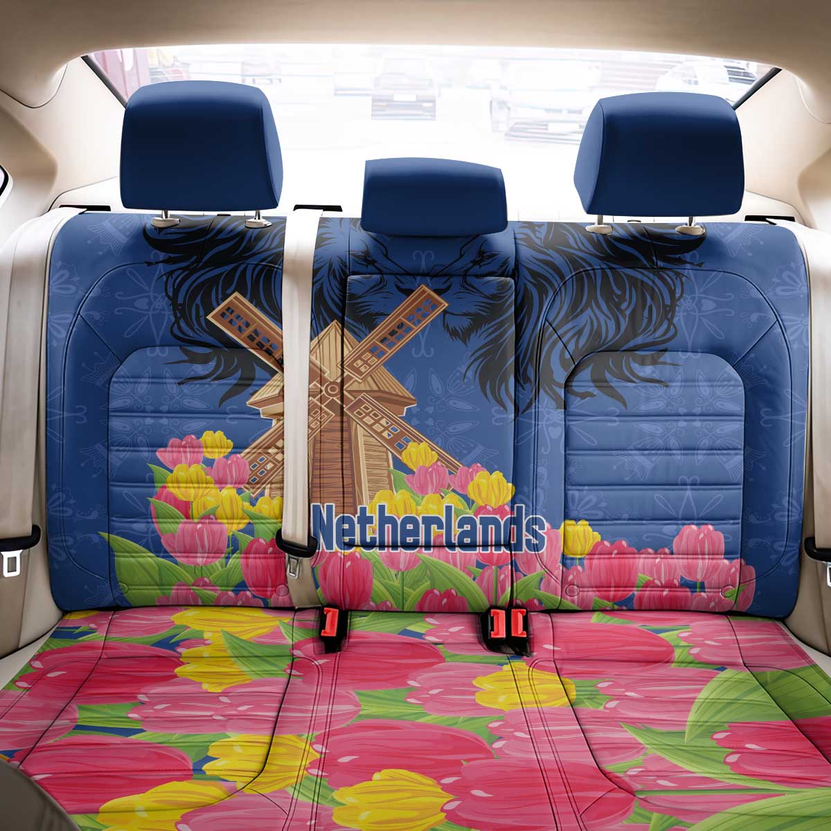 Netherlands Lion Back Car Seat Cover Tulip And Windmill
