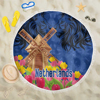 Netherlands Lion Beach Blanket Tulip And Windmill