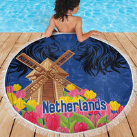 Netherlands Lion Beach Blanket Tulip And Windmill