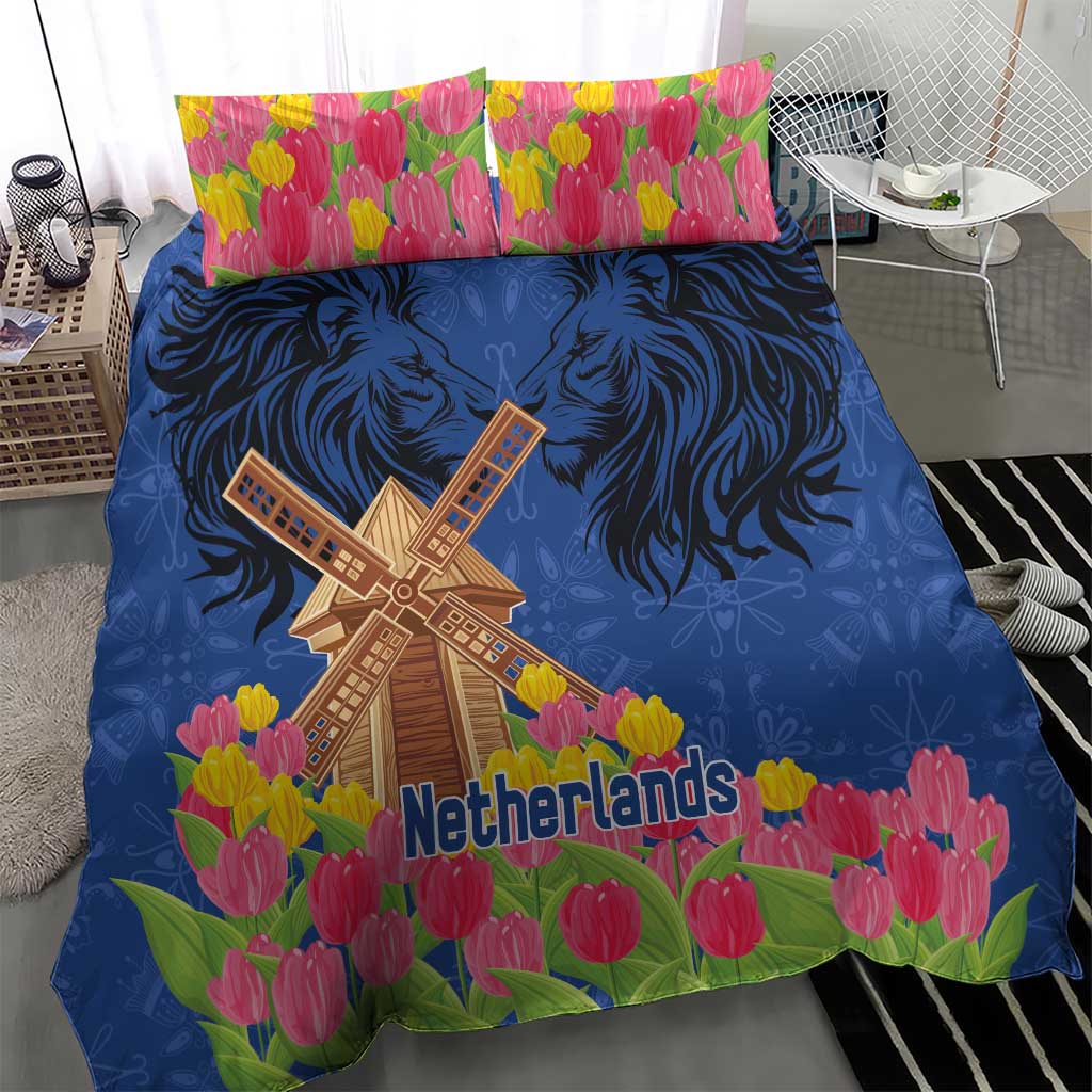 Netherlands Lion Bedding Set Tulip And Windmill