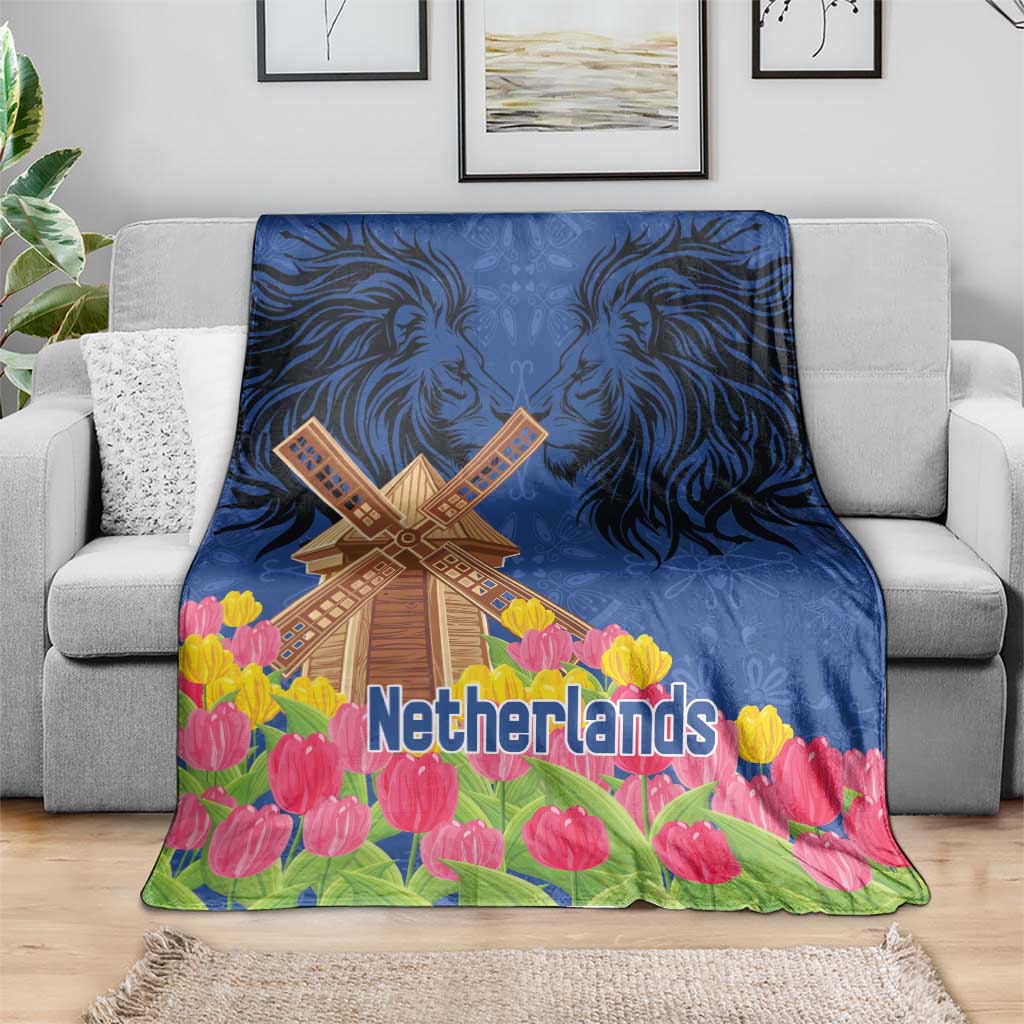 Netherlands Lion Blanket Tulip And Windmill