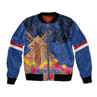 Netherlands Lion Bomber Jacket Tulip And Windmill