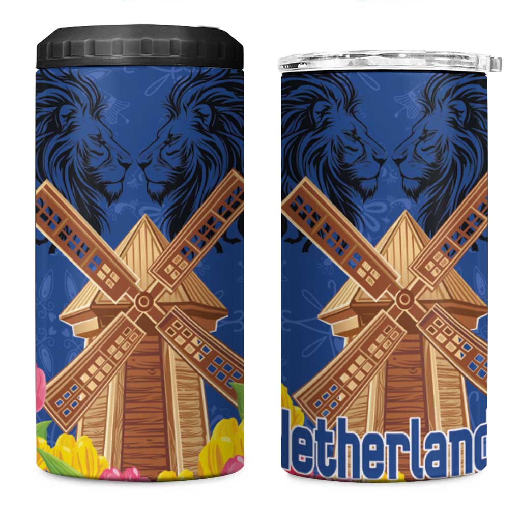 Netherlands Lion 4 in 1 Can Cooler Tumbler Tulip And Windmill