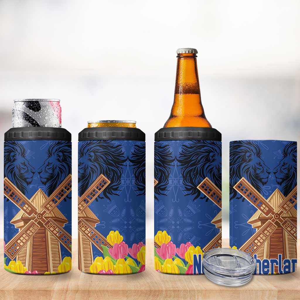 Netherlands Lion 4 in 1 Can Cooler Tumbler Tulip And Windmill