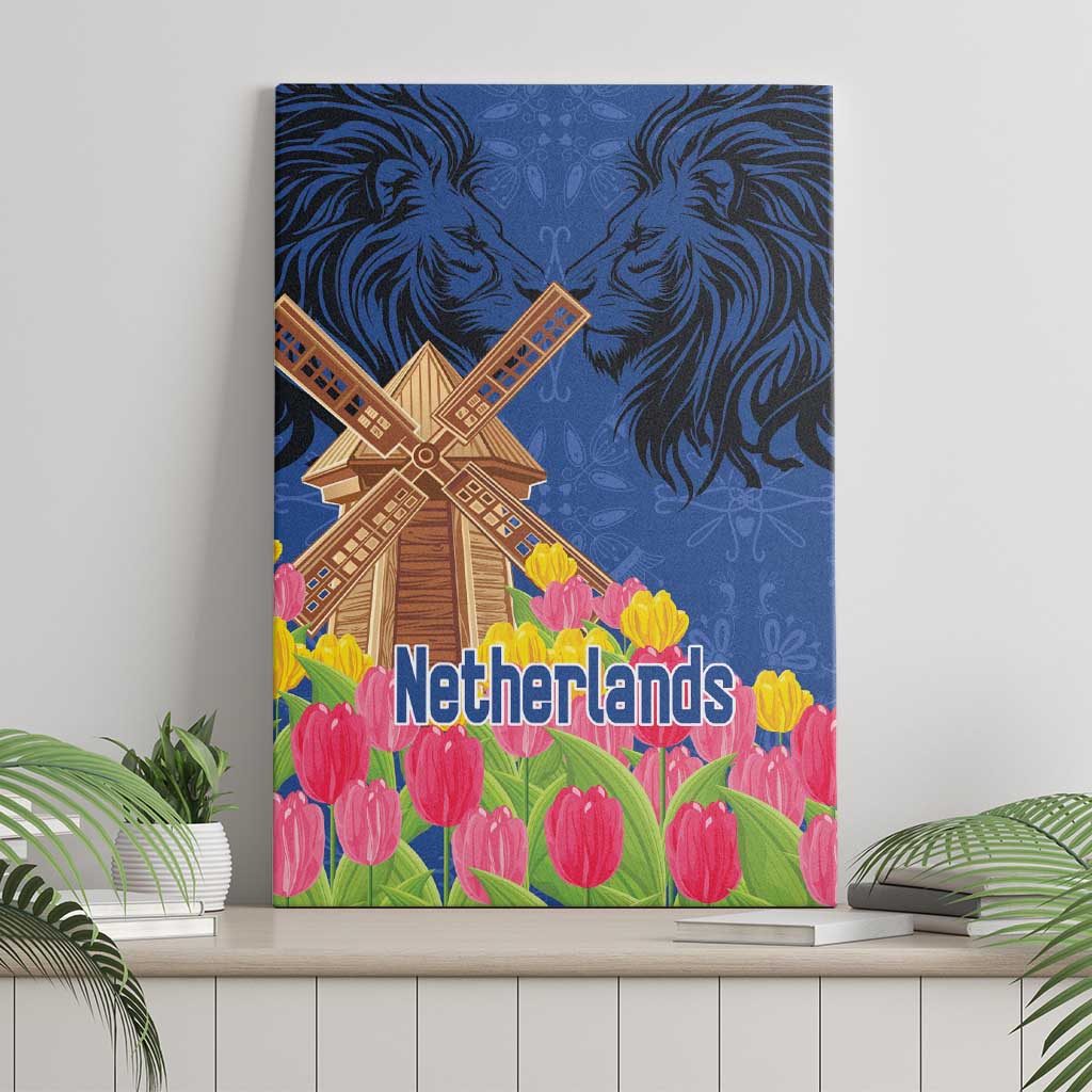Netherlands Lion Canvas Wall Art Tulip And Windmill