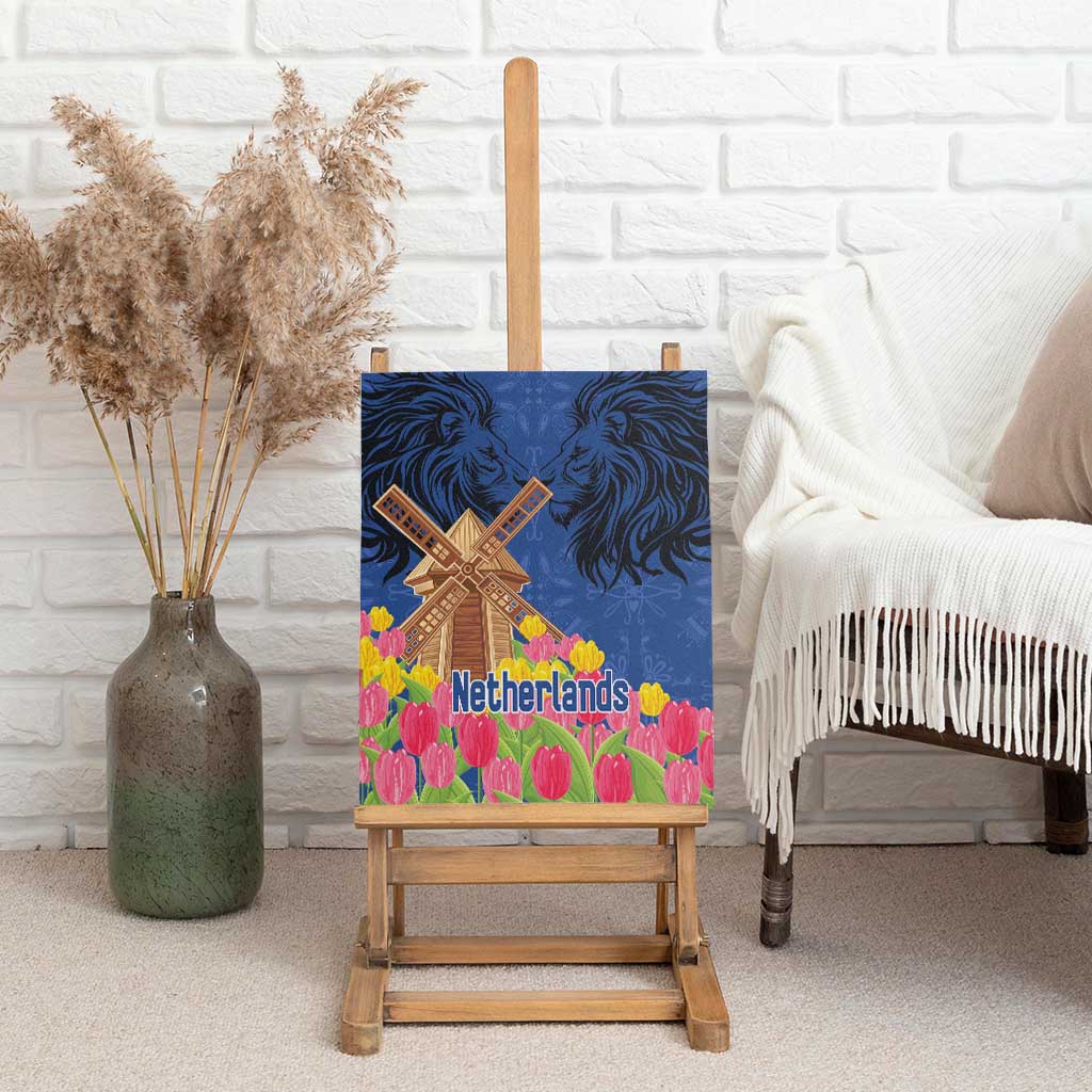 Netherlands Lion Canvas Wall Art Tulip And Windmill