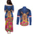 Netherlands Lion Couples Matching Puletasi and Long Sleeve Button Shirt Tulip And Windmill