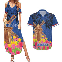 Netherlands Lion Couples Matching Summer Maxi Dress and Hawaiian Shirt Tulip And Windmill