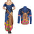 Netherlands Lion Couples Matching Summer Maxi Dress and Long Sleeve Button Shirt Tulip And Windmill