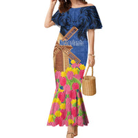 Netherlands Lion Family Matching Mermaid Dress and Hawaiian Shirt Tulip And Windmill