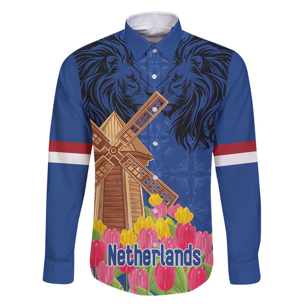Netherlands Lion Family Matching Summer Maxi Dress and Hawaiian Shirt Tulip And Windmill