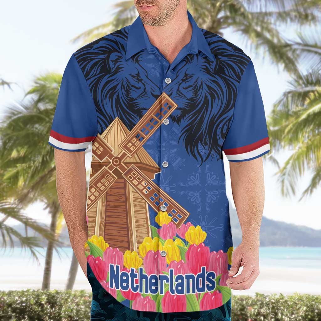 Netherlands Lion Hawaiian Shirt Tulip And Windmill