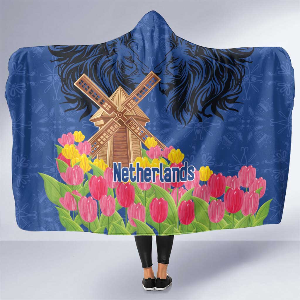 Netherlands Lion Hooded Blanket Tulip And Windmill
