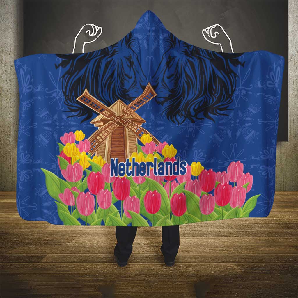 Netherlands Lion Hooded Blanket Tulip And Windmill
