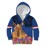 Netherlands Lion Kid Hoodie Tulip And Windmill