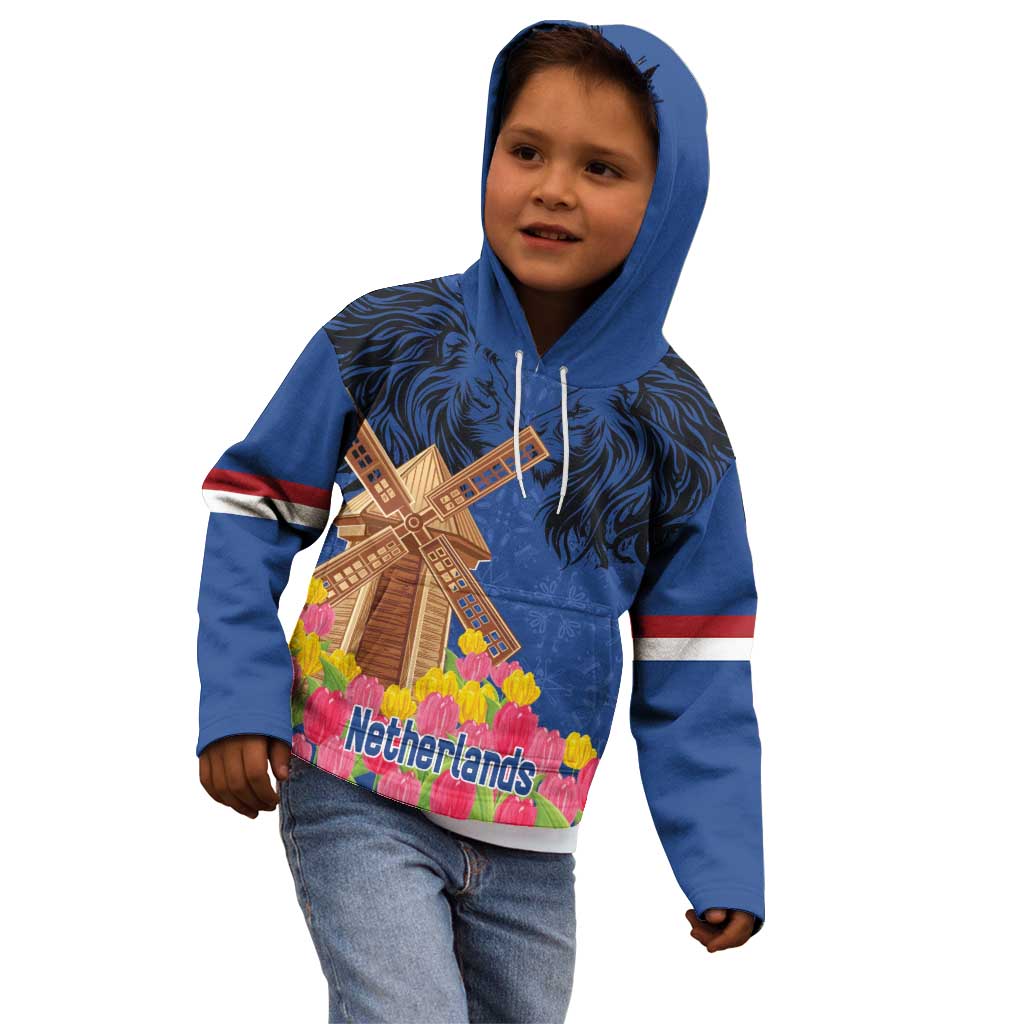Netherlands Lion Kid Hoodie Tulip And Windmill