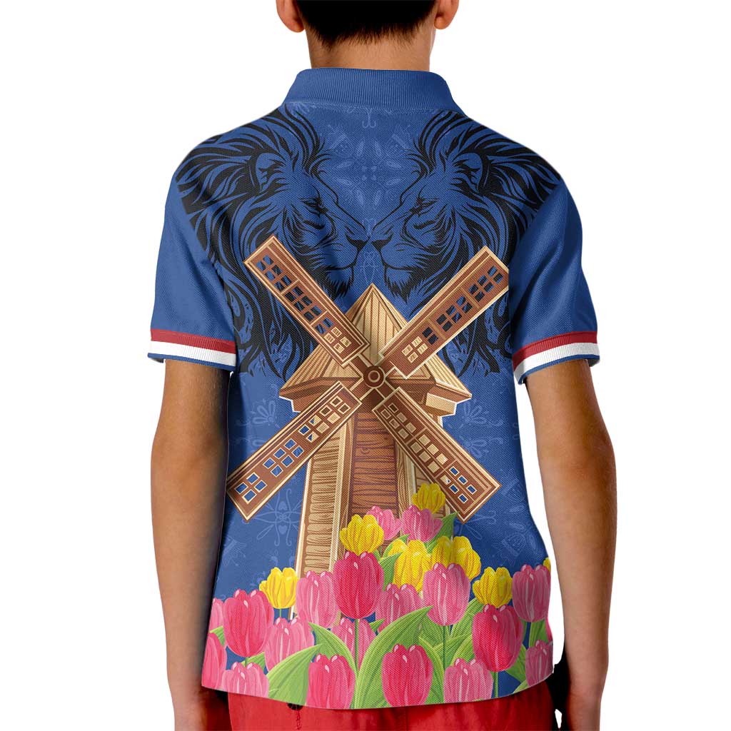 Netherlands Lion Kid Polo Shirt Tulip And Windmill