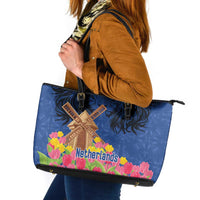 Netherlands Lion Leather Tote Bag Tulip And Windmill