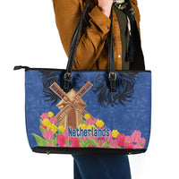 Netherlands Lion Leather Tote Bag Tulip And Windmill