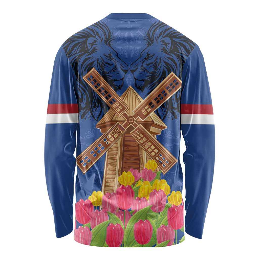 Netherlands Lion Long Sleeve Shirt Tulip And Windmill