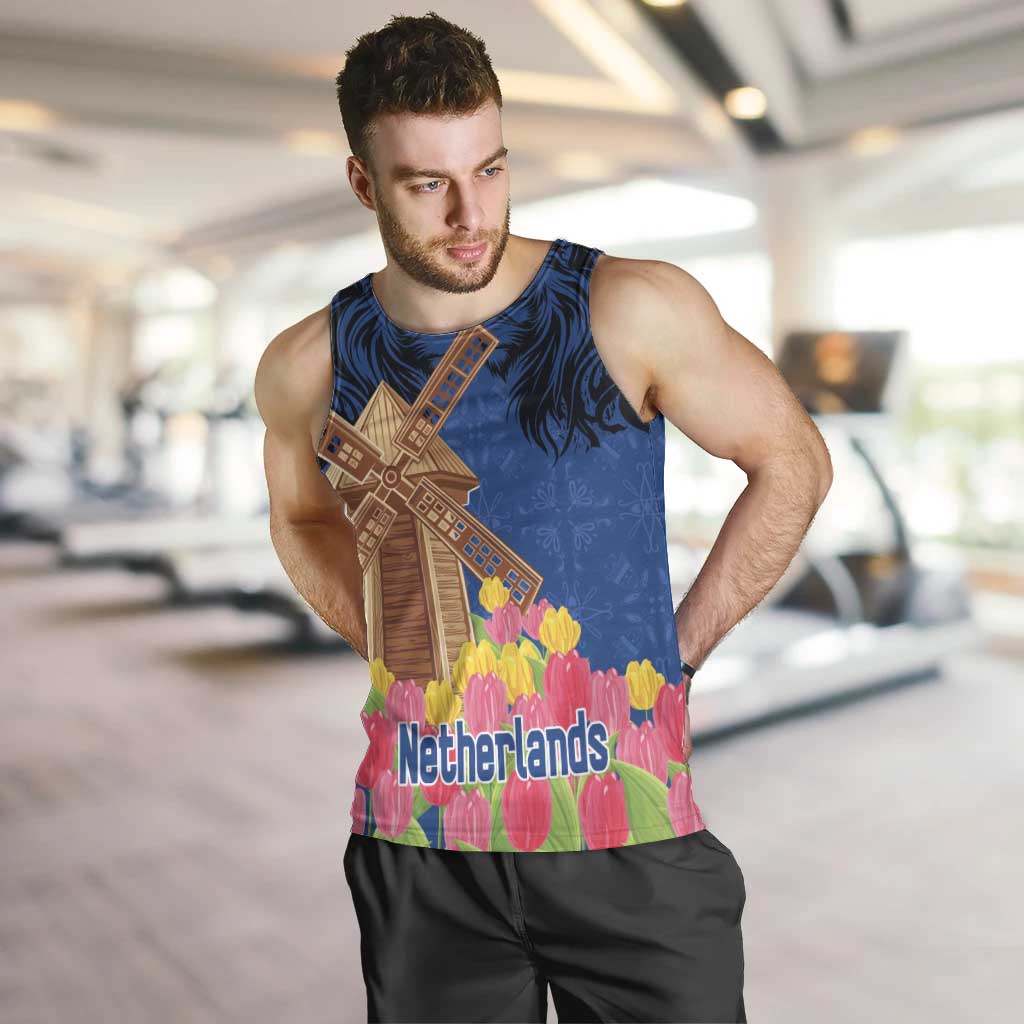 Netherlands Lion Men Tank Top Tulip And Windmill