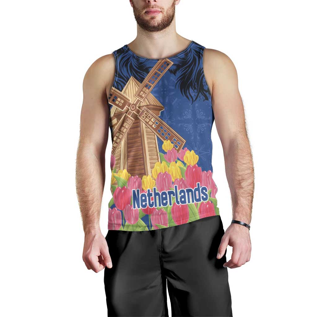 Netherlands Lion Men Tank Top Tulip And Windmill