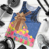 Netherlands Lion Men Tank Top Tulip And Windmill