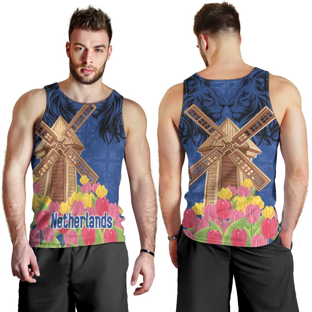 Netherlands Lion Men Tank Top Tulip And Windmill