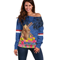 Netherlands Lion Off Shoulder Sweater Tulip And Windmill
