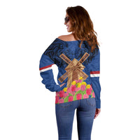 Netherlands Lion Off Shoulder Sweater Tulip And Windmill