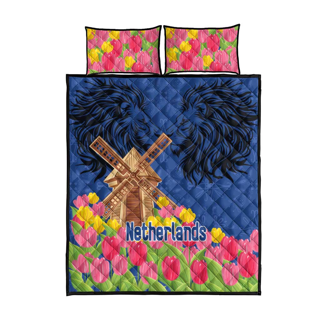 Netherlands Lion Quilt Bed Set Tulip And Windmill