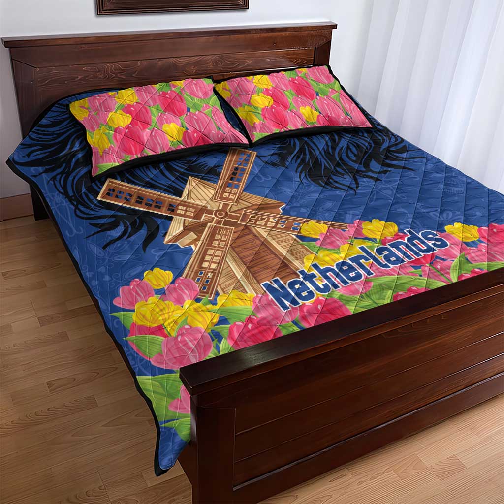 Netherlands Lion Quilt Bed Set Tulip And Windmill