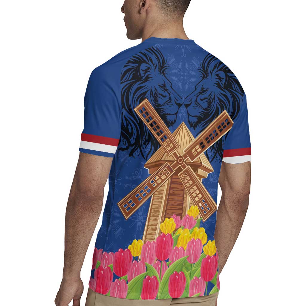 Netherlands Lion Rugby Jersey Tulip And Windmill