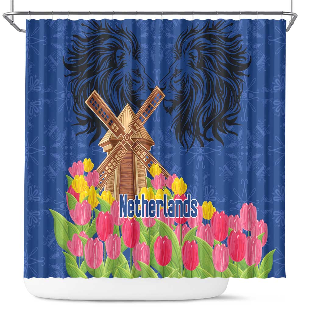 Netherlands Lion Shower Curtain Tulip And Windmill