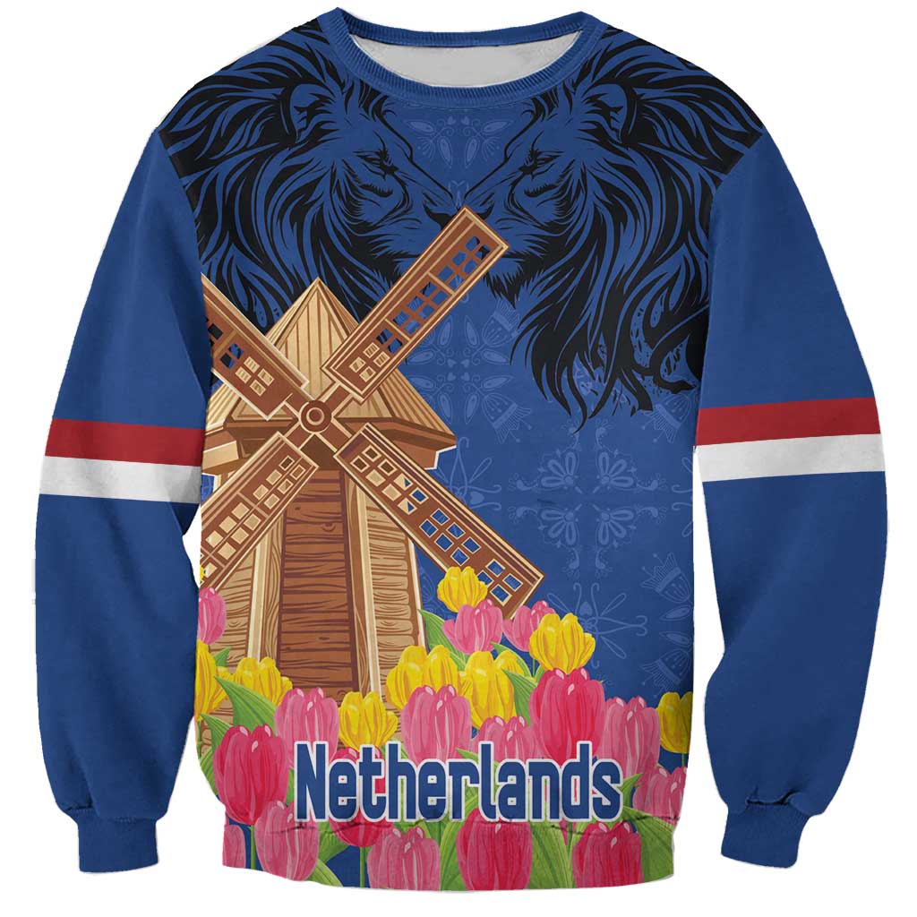 Netherlands Lion Sweatshirt Tulip And Windmill