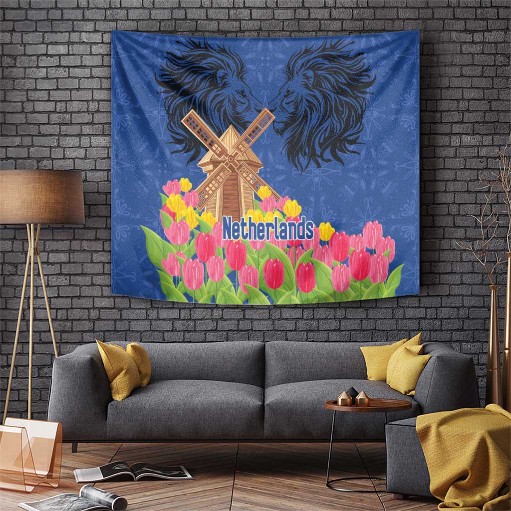 Netherlands Lion Tapestry Tulip And Windmill