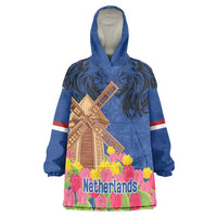 Netherlands Lion Wearable Blanket Hoodie Tulip And Windmill