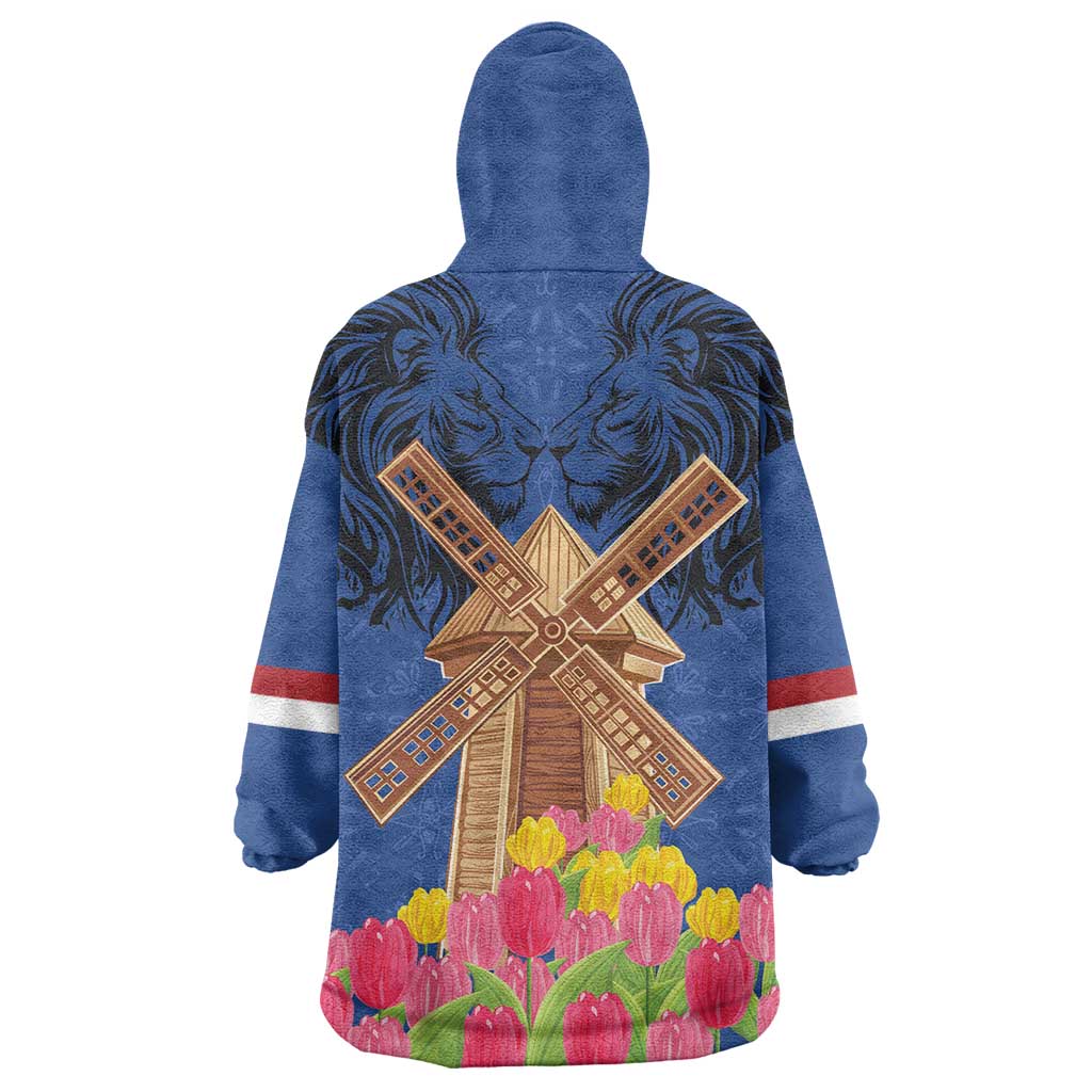 Netherlands Lion Wearable Blanket Hoodie Tulip And Windmill