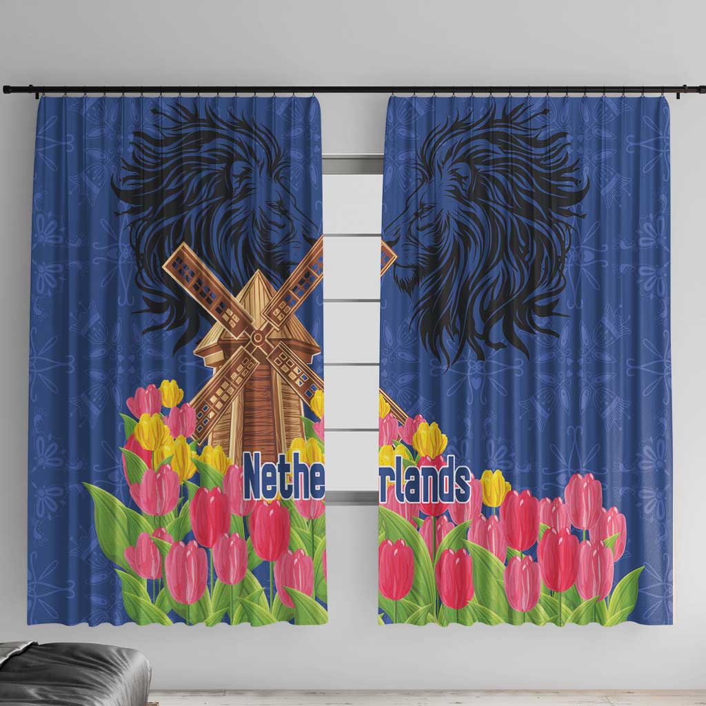 Netherlands Lion Window Curtain Tulip And Windmill