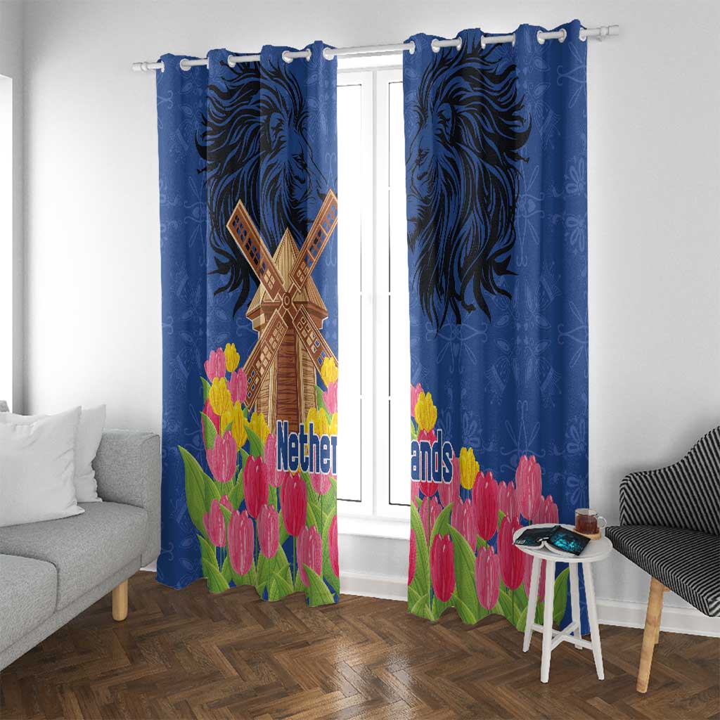Netherlands Lion Window Curtain Tulip And Windmill
