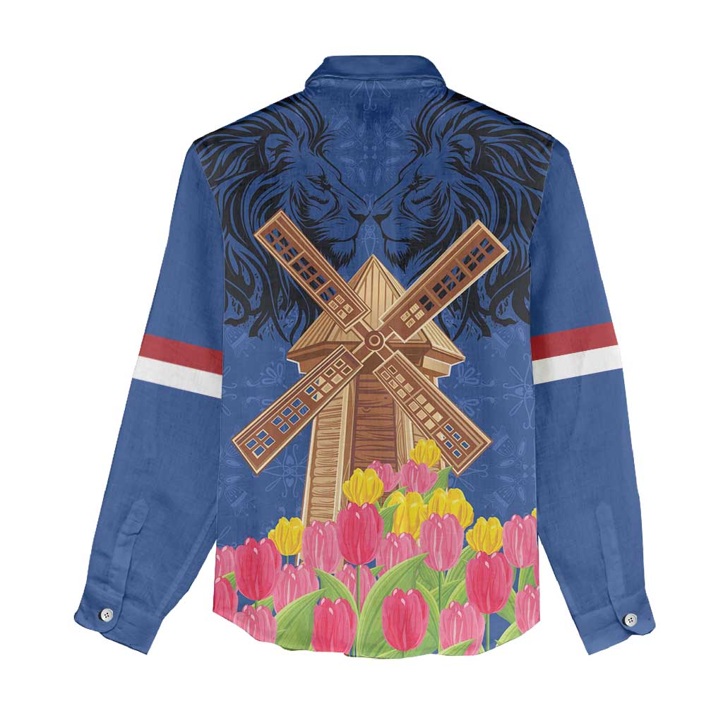 Netherlands Lion Women Casual Shirt Tulip And Windmill