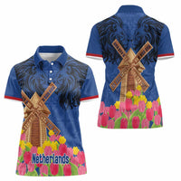 Netherlands Lion Women Polo Shirt Tulip And Windmill